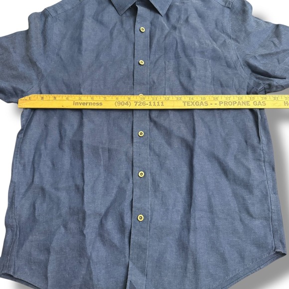 UNTUCKit Mens Medium Blue 100% Linen Short Sleeve Button‎ Up Shirt Cameron - Picture 3 of 9